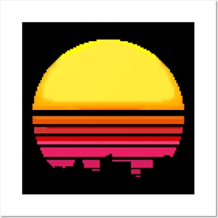 Sun retrowave pixelart Posters and Art